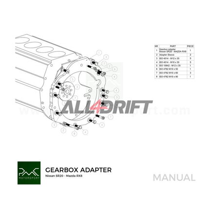 PMC adaptér pre motor Toyota JZ 1JZ 2JZ  a prevodovky Mazda RX8