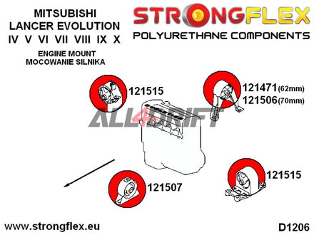121506B: Front lower diff mount 70mm