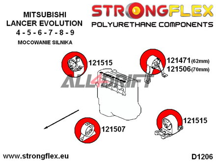 126144A: Full suspension bush kit SPORT - Mitsubishi VII / VIII / IX (01-07)