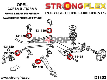 136053B: Front and rear suspension bush kit full