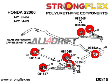086152B: Rear suspension bush kit AP2