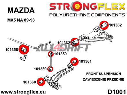 101359A: Front and rear anti roll bar link bush SPORT