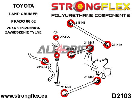 216124A: Rear suspension bush kit SPORT