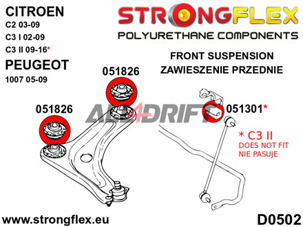 056002A: Front suspension and ream beam bush kit SPORT