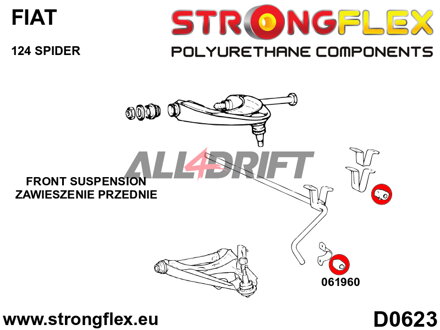 061960B: Front anti roll bar bush - Fiat I (66-85)