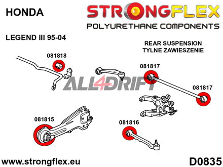 086227A: Rear suspension bush kit SPORT