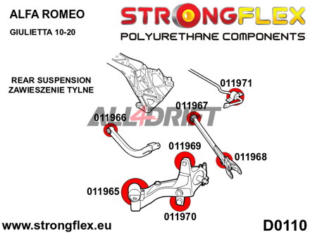 016250A: Rear suspension bush kit SPORT