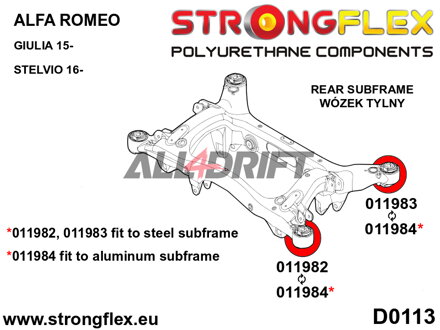 016257A: Rear subframe bush kit SPORT