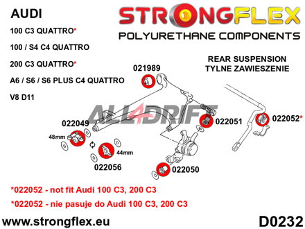 026269A: Rear suspension bush kit SPORT