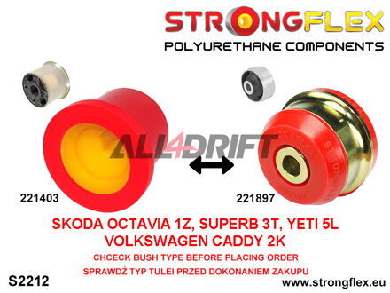 221897A: Front lower arm - rear bush 65mm SPORT