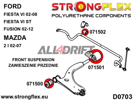 076150B: Front suspension bush kit
