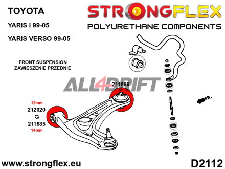 211685A: Front wishbone - front bush 14mm SPORT