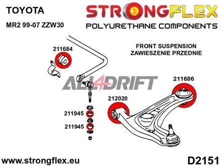 216270A: Front suspension bush kit SPORT