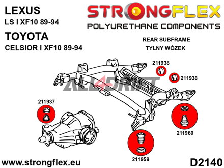 216260A: Rear crossmember bush kit SPORT