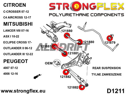 126147A: Rear suspension bush kit SPORT