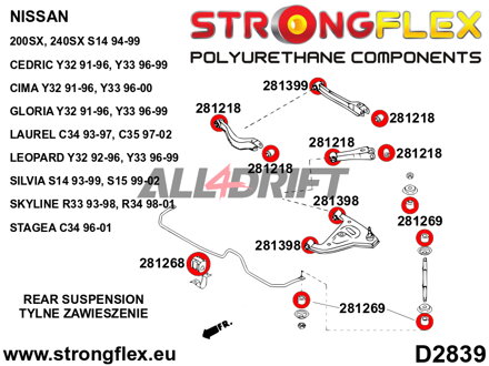 286115A: Rear suspension bush kit SPORT