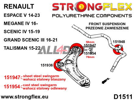 156089B: Front suspension bush kit