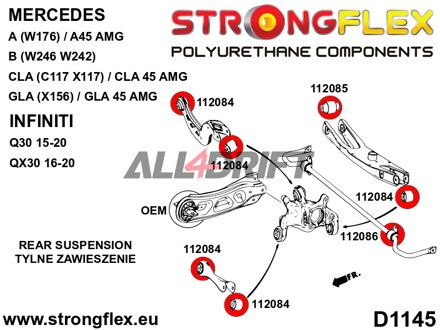116291B: Full suspension polyurethane bush kit - Mercedes W176 4MATIC