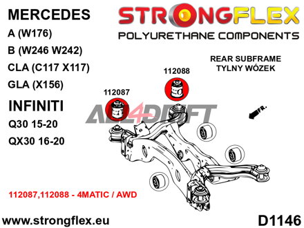 116291B: Full suspension polyurethane bush kit - Mercedes W176 4MATIC