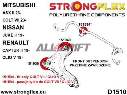 156090A: Front suspension bush kit SPORT