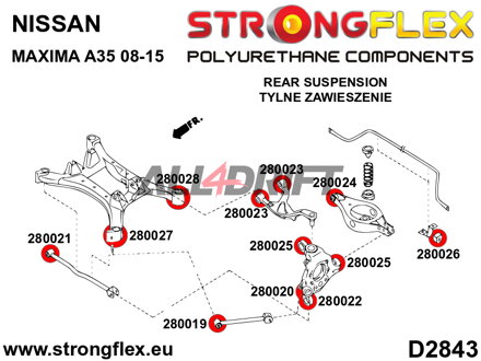 280023A: Rear upper arm bush SPORT - Nissan VII (09-15) A35 280023A: Rear upper arm bush SPORT - Nissan VII (09-15) A35