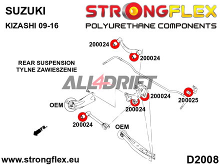 206166A: Full suspension polyurethane bush kit SPORT