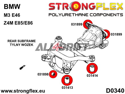 036119A Sada silentbloků uložení zadní nápravy SPORT - BMW E46 (97-06) rwd