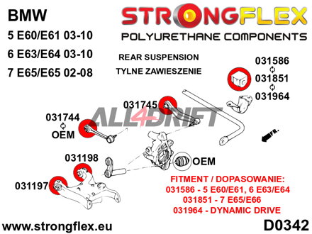 036092A: Rear suspension bush kit SPORT