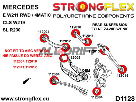 116285B: Full suspension polyurethane bush kit RWD
