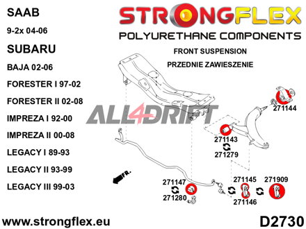 276034B: Front suspension bush kit - Saab 9-2X (04-06)