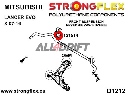 121514A: Front/rear anti roll bar bush SPORT - Mitsubishi VII / VIII / IX (01-07)
