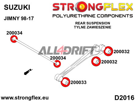 206173A: Rear suspension bush kit SPORT