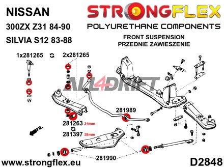 281265B: Front anti roll bar link bush