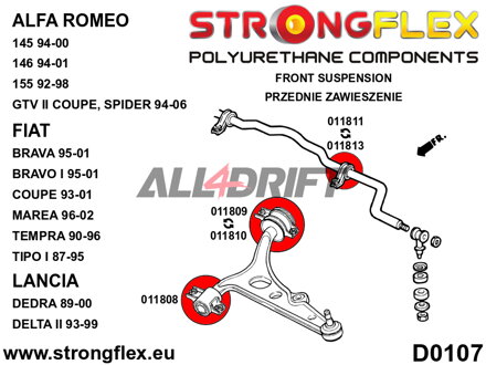 016255A: Front suspension bush kit SPORT
