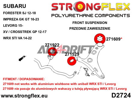 271922A: Front anti roll bar bush SPORT - Subaru IV (12-18) SJ