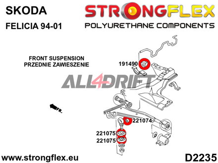 191490A: Front anti roll bar bush SPORT