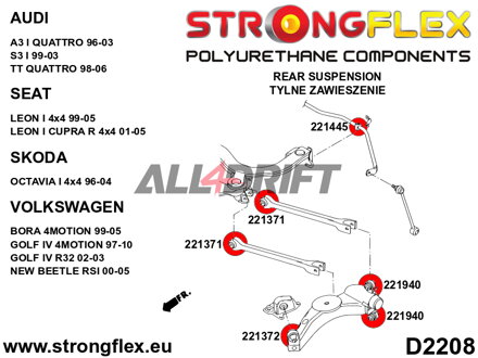 226129A: Rear suspension bush kit SPORT
