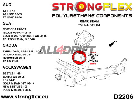 221245B: Rear subframe bush 72mm