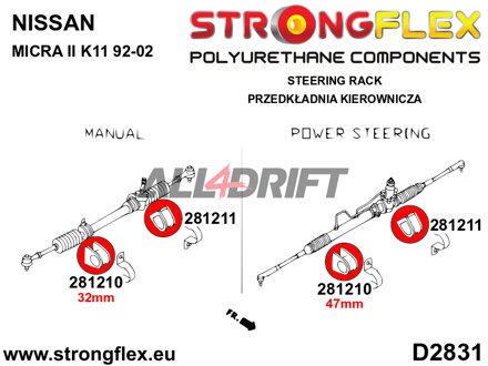 281210A: Steering rack bush SPORT