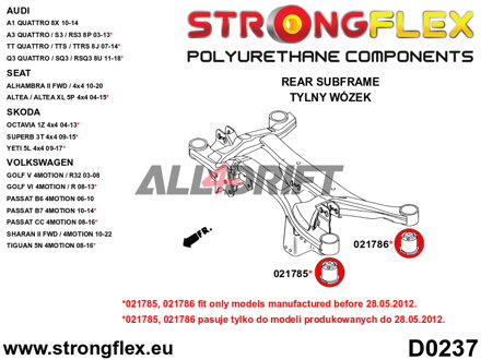 021785A: Rear subframe - front bush 70mm SPORT