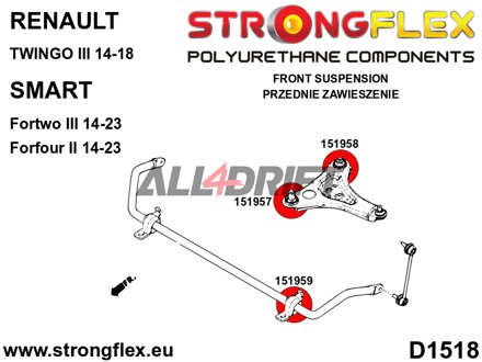 156091B: Front suspension bush kit - Renault III (14-18) 156091B: Front suspension bush kit - Renault III (14-18)