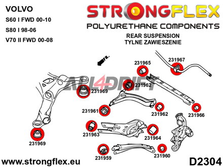 231963A: Rear track control arm inner bush FWD SPORT - Volvo S80 I (98-06)