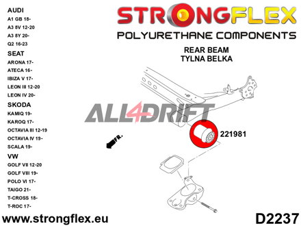 226247B: Front suspension and ream beam bush kit