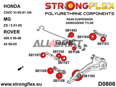 081443A: Rear anti roll bar bush SPORT