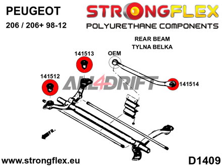 141513A: Rear beam bush – rear SPORT - Peugeot 206 / 206+ (98-12)