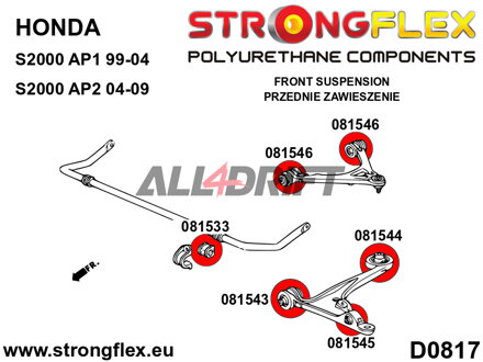 086150B: Front suspension bush kit AP1/AP2