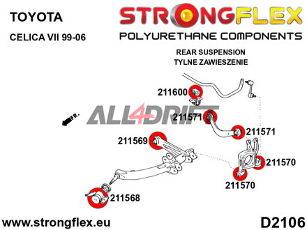 211569A: Rear trailing arm rear inner bush SPORT