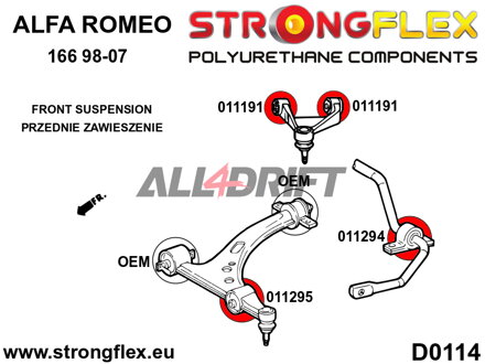 016080A: Front upper arm bush kit eccentric SPORT