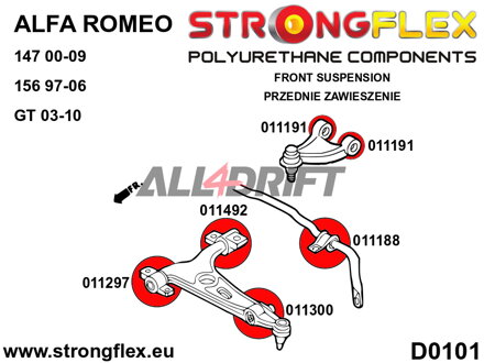 016080A: Front upper arm bush kit eccentric SPORT