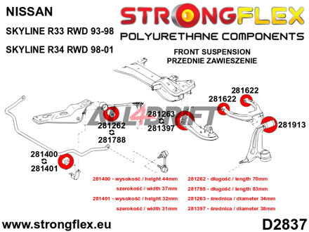 286211A: Front suspension bush kit SPORT